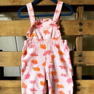 vintage toddler overalls pinstripe & animal print